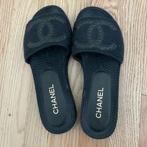 Black Chanel Chord Mule Sandals
